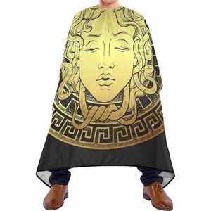 Kappersschort Cape Gouden Hoofd Op Een Schild Lijn Kunst En Dot Print Kappers Schort Professionele Schort Antistatische Kappers Cape Voor Mannen Vrouwen Kapsel