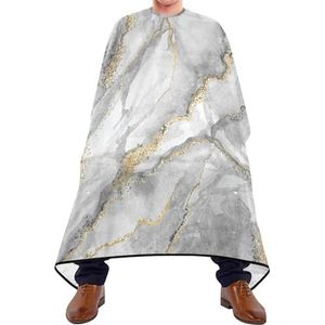 Salon Cape Wit Grijs Marmer Met Gouden Aderen Poeder Agaat Ripples Haar Snijden Schort Professionele Kappers Jurk Vlekbestendig Haar Snijden Cape Voor Styling Kapper Mannen