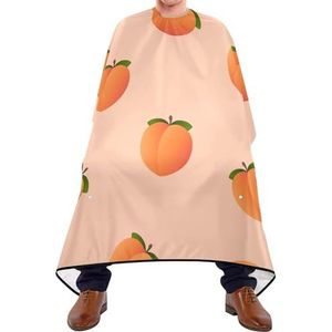 Kapper Schort Naadloze Oranje Perziken Met Groene Bladeren Fruit Kapper Kapper Cape Professionele Schort Vlekbestendig Styling Capes Voor Styling Kappers Vrouwen