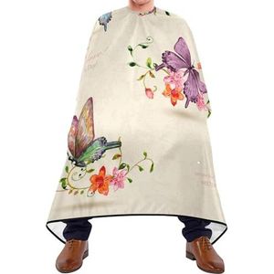 Kapper Cape Collectie Van Retro Vlinders Op Bloemen Op Retro Beige Kapper Kapper Cape Antistatische Styling Capes Waterdichte Schort Voor Familie Mannen Vrouwen