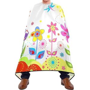 Salon Cape Wenskaart Met Kleurrijke Bloemen Libelle Vlinder Zon Op Wit Haar Snijden Schort Waterdichte Kappers Cape Gepersonaliseerde Kappers Salon Cape Voor Mannen Kleurplaten Snijden