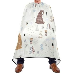 Haar Snijden Schort Naadloze Kinderachtige Leuke Bruine En Witte Beren Bomen Kapper Cape Vlekbestendige Kappers Gown Unisex Kappers Salon Cape Voor Kappers Vrouwen Haar Knippen
