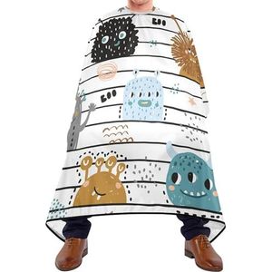 Kapper Kapsel Cape Naadloze Creatieve Kinderachtige Leuke Monsters Op Zwart Wit Strepen Salon Cape Vlekbestendig Kapper Cape Doek Waterdichte Kappers Jurk Voor Kappers Haar Knippen