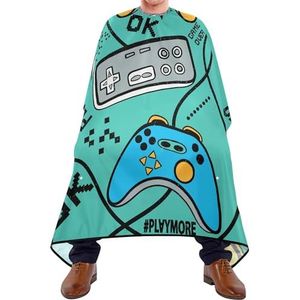 Kapper Schort Cape Naadloze Joysticks Gamepad Game Star Ok Play Groen Blauw Geel Salon Cape Waterdichte Schort Unisex Kappers Schort Voor Kapper Styling Kleuring