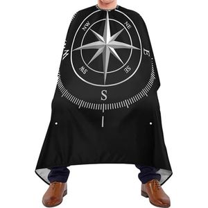 Kapper Schort Cape Zilver Kompas Geïsoleerd Op Zwarte Salon Cape Antistatische Kappers Schort Verstelbare Kapper Kapper Cape Voor Snijden Kapper Mannen