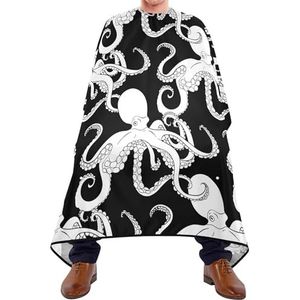 Kappersschort Naadloze Witte Octoplus Met Ogen Kraken Tentakels Op Zwarte Kapper Kapper Kapsel Cape Gepersonaliseerde Schort Antistatische Kappers Jurk Voor Kapper Styling Snijden