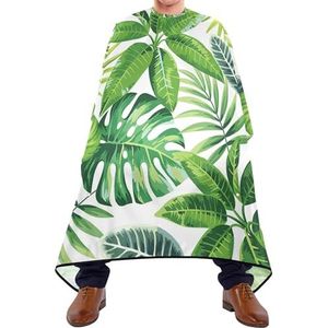 Kappersschort tropische zomer palmboombladeren naadloos patroon op witte kappersjurk waterdichte haarknipcape unisex kapperscape voor het kleuren van haar knippen salon