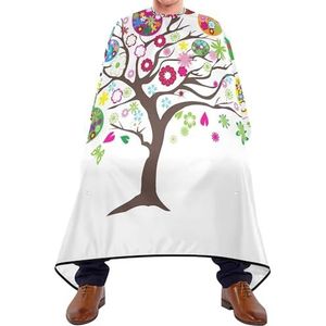 Kappersjurk, kleurrijke paasboom met vogeleieren, bloemen op witte kapper, kapper, verstelbare kappersjurk, waterdichte kappersjurk voor mannen, kinderen, kappers