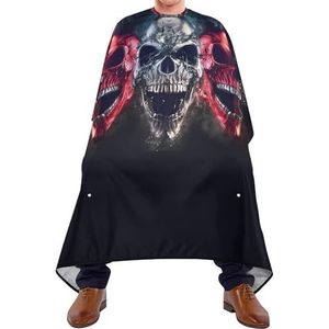 Salon Cape Schreeuwende Metalen Demon Schedels Grijs Rood Scaring Schedels Op Zwart Haar Snijden Schort Professionele Kappers Jurk Waterdichte Schort Voor Kleur Kappers Kapper Kapper