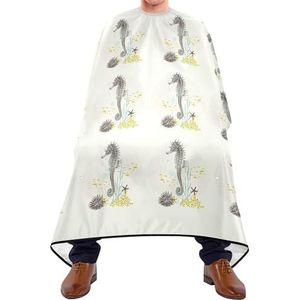 Kapper Schort Zeepaardje Met Aquarel Zeesterren Vissen En Planten Koraalriffen Kapper Kapsel Cape Gepersonaliseerde Schort Professionele Kappers Jurk Voor Kapper Styling Haar Knippen