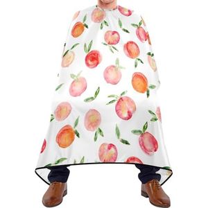 Salon Cape Aquarel Perziken Fruit Naadloos Op Zwart Haar Snijden Schort Gepersonaliseerde Haar Snijden Cape Antistatische Kappers Jurk Voor Kapper Kinderen Kapper