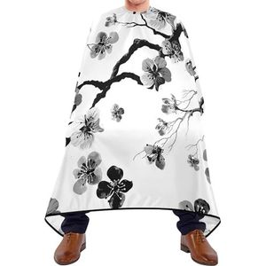 Salon Cape Aquarel Kersen Bloemen Tak Zwart Wit Kappers Schort Professionele Kapper Jurk Professionele Kapsel Schort Jurk Voor Kapper Kids Styling