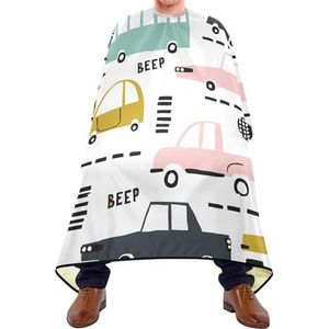 Haar Snijden Schort Naadloze Cartoon Cars Road Hatches Zebra Crossing Op Witte Kapper Schort Cape Verstelbare Kappers Vlekbestendig Schort Voor Kapper Mannen Kleurplaten