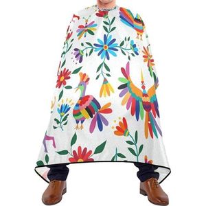 Kappersschort Kleurrijke Traditionele Mexicaanse Vogels Bloemen Op Witte Salon Cape Verstelbare Kapper Jurk Antistatische Kappers Schort Voor Mannen Kapper Styling