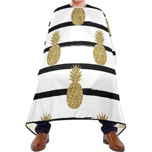 Kappersschort ananas in goud glitter op zwart-witte strepen kappersjurk professionele kappers waterdichte salonjurken voor mannen kappers kapper kapper