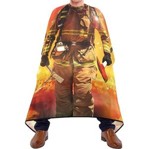 Kapper Kapsel Cape Brandweerman Overlevenden Met Gereedschap Fire Achtergrond Salon Cape Professionele Styling Capes Waterdichte Kappers Schort Voor Mannen Kinderen Snijden
