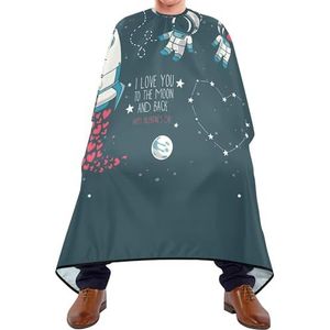 Kapper Cape Love'S Day Moon Stars Astronaut In Space And Raket Universe Kapper Schort Verstelbare Haar Knipjurk Unisex Kappers Schort Voor Kinderen Snijden Familie