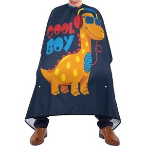 Salon Cape Dinosaurus Met Oortelefoon Zonnebril Cool Jongen Op Donkerblauw Haar Snijschort Gepersonaliseerde Kapper Kapper Cape Antistatische Volledige Lengte Cape Voor Salon Styling Kappers