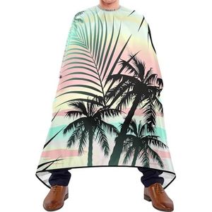 Kappersjurk, zwart, tropisch, zomer, palmboombladeren op groenblauw roze patroon, kappersschort, waterdichte kapperscape, antistatisch haar knippen cape voor vrouwen kapperhaar knippen