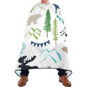Kappers Jurk Bomen Eand Rendier Beer Bergen Bomen Wilde Natuur Kappers Schort Waterdicht Haar Snijden Cape Vlekbestendig Kappers Schort Voor Kinderen Kapper Styling
