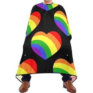 Haar Snijden Schort Naadloze Regenboog Harten Op Zwarte Donkere Kapper Schort Gepersonaliseerde Kapper Jurk Vlekbestendig Kappers Cape Voor Styling Kapper Coloring