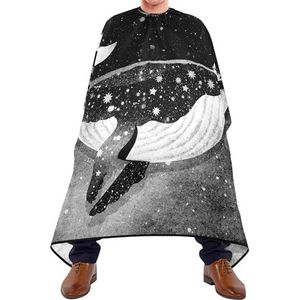 Kappersjurk Magische walvis in het donker oceaan nacht sterrenhemel maan zwarte stijl kappersschort gepersonaliseerd kapsel cape antistatische kappers salon cape voor salon knippen mannen