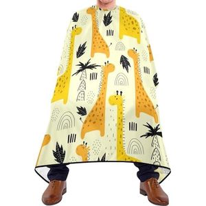 Kapper Kapsel Cape Geel Cartoon Giraffen Regenboog Waterdruppels Zwarte Palmboom Bladeren Salon Cape Professionele Kappers Schort Waterdicht Haar Snijden Jurk Voor Kapsel Mannen Salon
