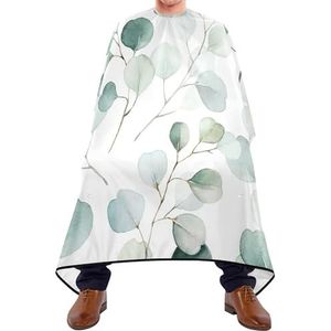 Kappersschort Naadloze Groene Eucalyptus Takken Bladeren Met Gouden Lijnen Op Witte Salon Cape Verstelbare Volledige Lengte Cape Antistatische Salon Jassen Voor Kinderen Kids Styling