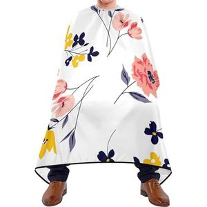 Kapper Schort Cape Naadloze Bloem Lente Bloemen Rode En Gele Bloemen Op Witte Salon Cape Professionele Kappers Salon Cape Waterdichte Schort Voor Styling Kapper Kappers