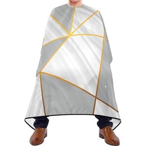 Kapper Cape Grijs Wit Marmer Textuur Met Gouden Metallic Driehoeken Gouden Lijnen Kapper Schort Waterdichte Kappers Jurk Antistatische Styling Capes Voor Mannen Vrouwen Familie