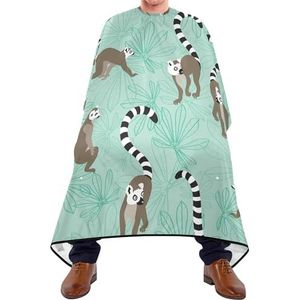 Haar Snijden Schort Naadloze Katta Lemur Op Teal Bloem Achtergrond Kapper Schort Antistatische Haar Snijden Jurk Professionele Styling Capes Voor Kapsel Kappers Vrouwen
