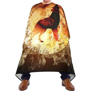 Kapper Schort Een Vuur Huilende Wolf Opgesloten In Een Volle Maan Met Vlammen Salon Cape Waterdichte Salon Jassen Vlekbestendige Kappers Voor Haar Knippen Kapper Styling