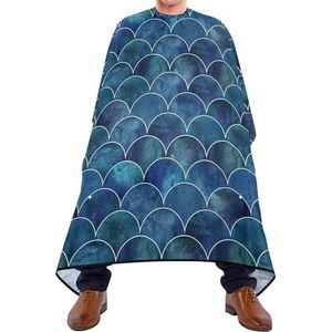 Kapper Kapsel Cape Donker Marineblauw Japanse Visschubben Oceaan Golven Kapper Schort Gepersonaliseerde Haar Snijden Cape Antistatische Volledige Lengte Cape Voor Styling Salon Kappers
