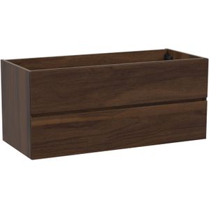 Storke Edge zwevende wastafelonderkast 120 x 52 cm notenhout 2 lades