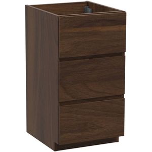 Storke Edge staande wastafelonderkast 45 x 52 cm notenhout 3 lades