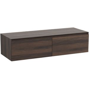 Storke Edge Modulo zwevende wastafelonderkast 130 x 48 cm notelaar 2 lades