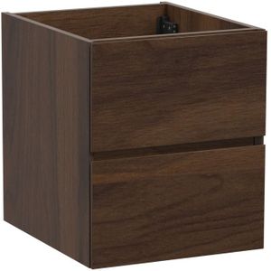 Storke Edge zwevende wastafelonderkast 45 x 52 cm notelaar 2 lades