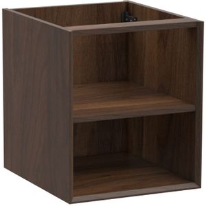 Storke Edge zwevende wastafelonderkast 45 x 52 cm notenhout met 2 open nissen