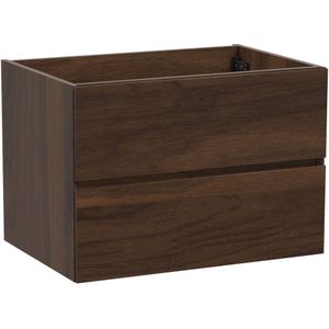 Storke Edge zwevende wastafelonderkast 75 x 52 cm notelaar 2 lades