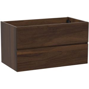 Storke Edge zwevende wastafelonderkast 95 x 52 cm notelaar 2 lades