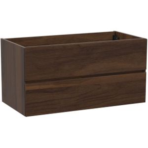 Storke Edge zwevende wastafelonderkast 105 x 52 cm notelaar 2 lades