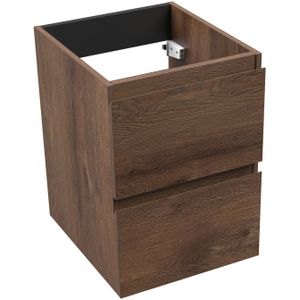 Linie Lado zwevende wastafelonderkast 40 x 46 cm bruine eik 2 lades