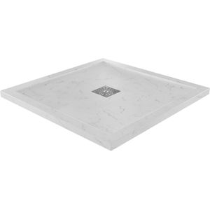Linie - Lido - Douchebak - 90 x 90 cm - Composietmarmer - Witte Marmer Look - Leisteenstructuur