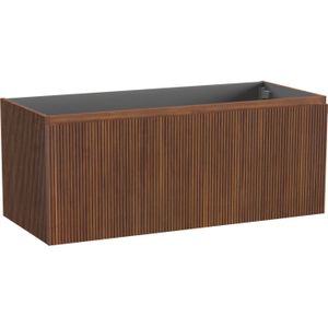 Storke Ribs zwevende wastafelonderkast 120 x 52 cm notelaar 2 lades