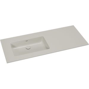 Storke Diva asymmetrisch linkse wastafel mat zijdegrijze top solid 120 x 52 cm