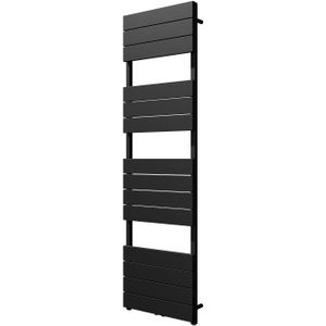 Vipera Teide enkele handdoekradiator 50 x 180 cm zowel elektrisch als cv mogelijk mat zwart zij- en middenaansluiting 1017W