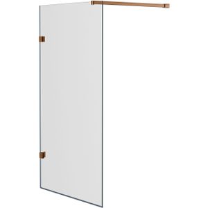 Luca Varess Solid - Badwand - Helder Glas - 95 cm - Geborsteld Rosegold Profiel