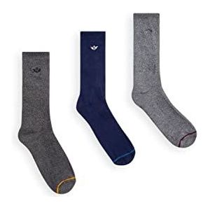 3 Pack Ribbed Crews With 1/2 Cushion Navy And Greys One Size -