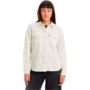 Blouse - Effen - Denim - Lange Mouw - Normale Pasvorm