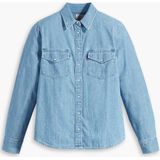 Essential - Denim Blouse Met Lange Mouwen en Borstzak